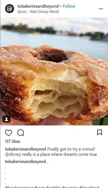 Instagram post of a croissant doughnut